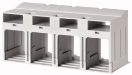 EATON enthält Teile für eine Schalterseite oben oder unten für 3- bzw. 4-polige Schalter. Berühr