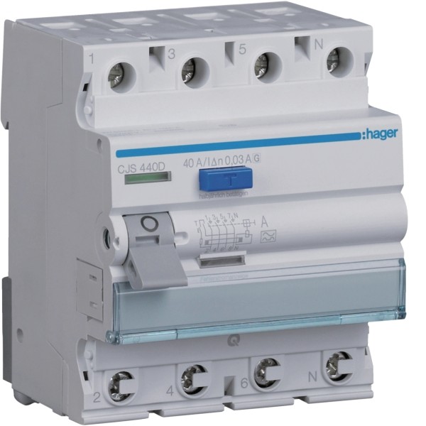 HAGER CJS440D FI-Schalter 4P 6kA 40A 30mA Typ G/A-VS