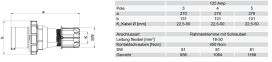 PC ELECTRIC 044-10 CEE-Stecker 4P 125A 10h gerade 50-500V(100-300Hz) IP67 TWIST