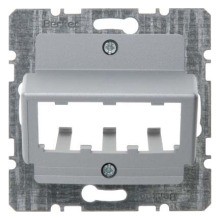 BERKER 14271404 B.x Zent-platte 3 MINI-COM Module mit Schraegauslaß alu matt