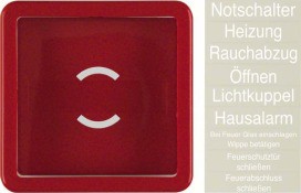 BERKER 1295 WG-UP, Zentralstück mit Wippe+ Glasscheibe, rot